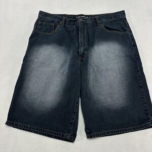 Eddie Domani Shorts Men's 38 Black Denim Distressed Jean Zip‎ Pocket Relaxed Fit
